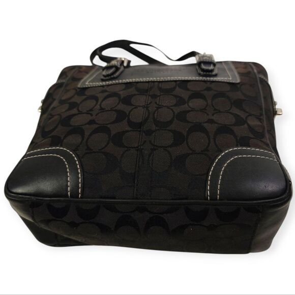 Coach Legacy Black Leather Trim CC Signature Canvas Handbag Tote Purse - Picture 6 of 14